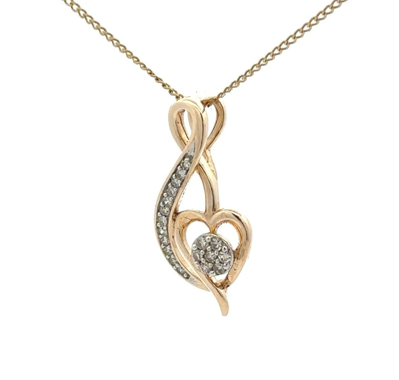 9Ct Yellow Gold .06Ct TW Diamond Set Heart Slider Pendant