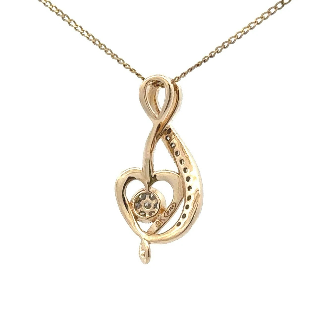 9Ct Yellow Gold .06Ct TW Diamond Set Heart Slider Pendant