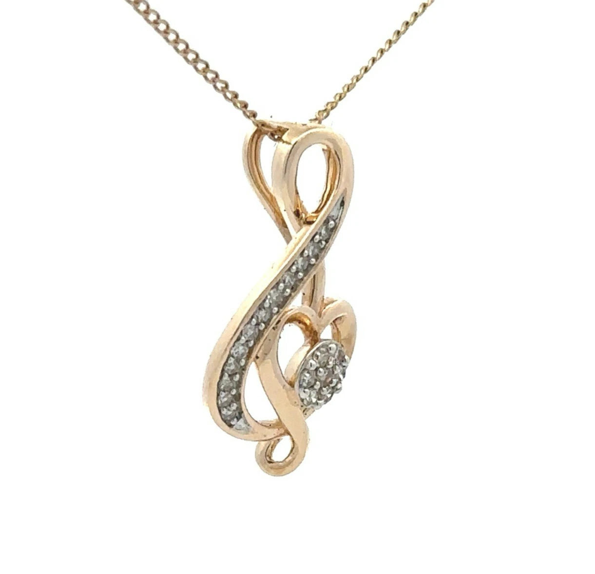 9Ct Yellow Gold .06Ct TW Diamond Set Heart Slider Pendant