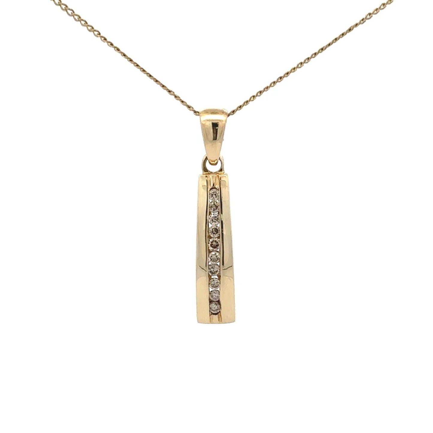 9Ct Yellow Gold .10Ct TW Diamond Channel Set Column Pendant