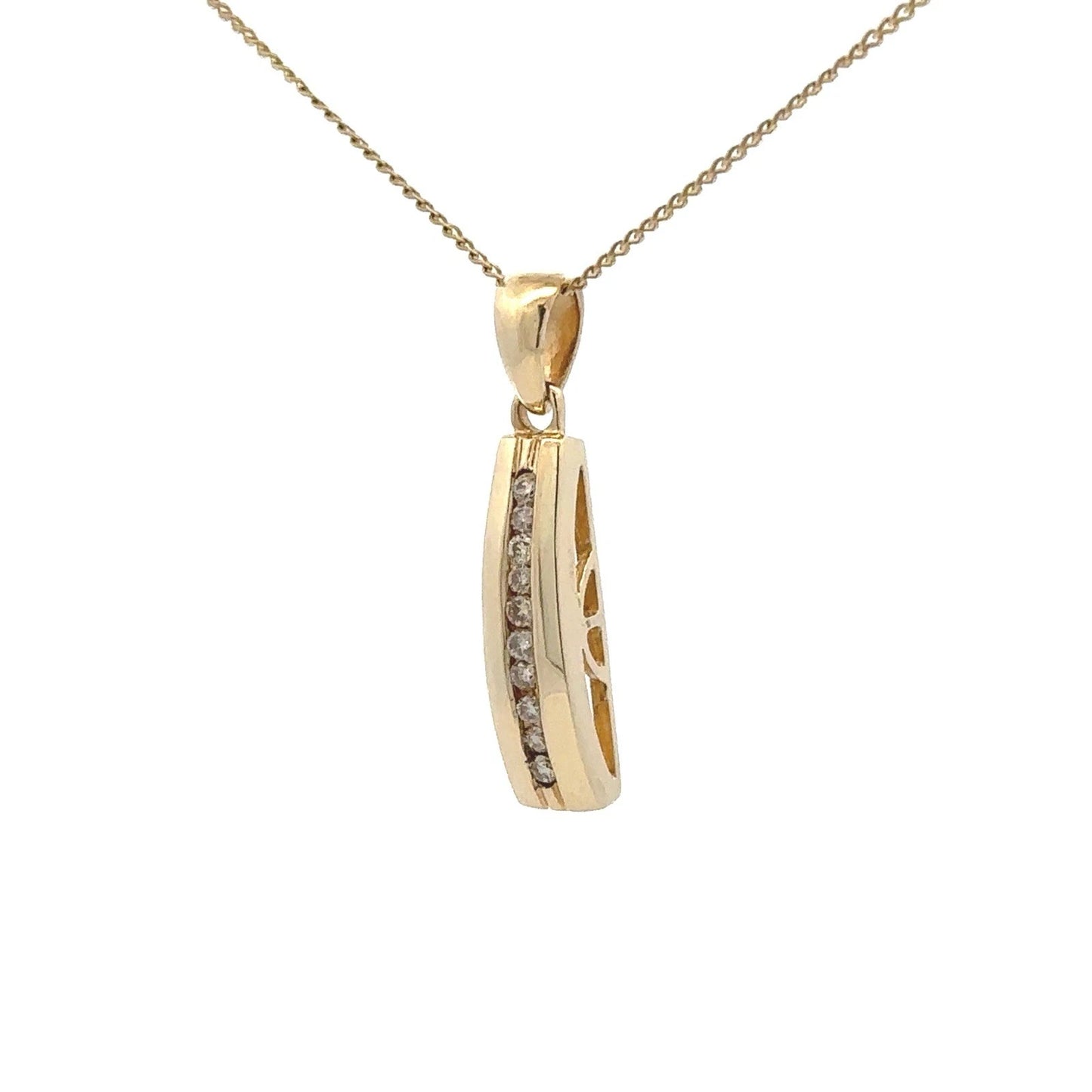 9Ct Yellow Gold .10Ct TW Diamond Channel Set Column Pendant