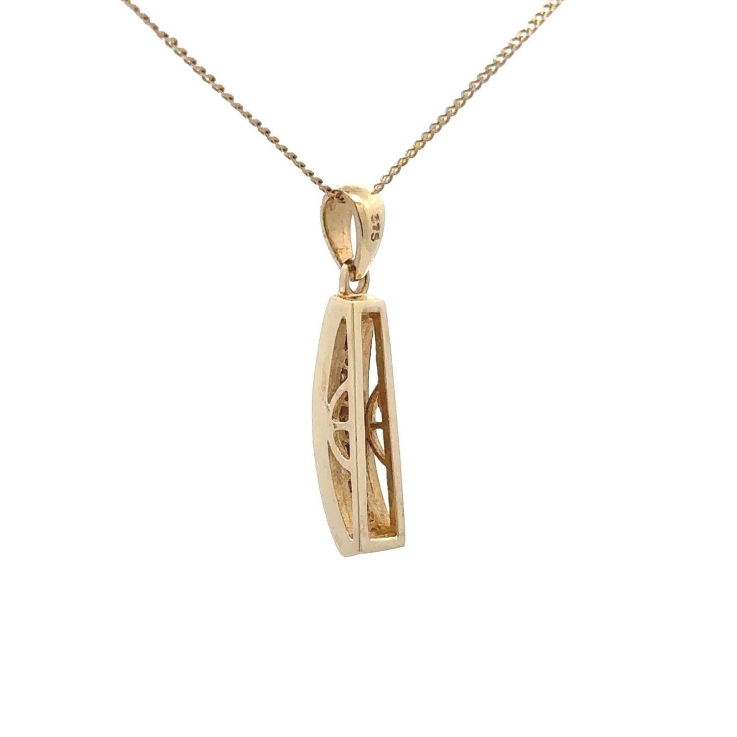 9Ct Yellow Gold .10Ct TW Diamond Channel Set Column Pendant