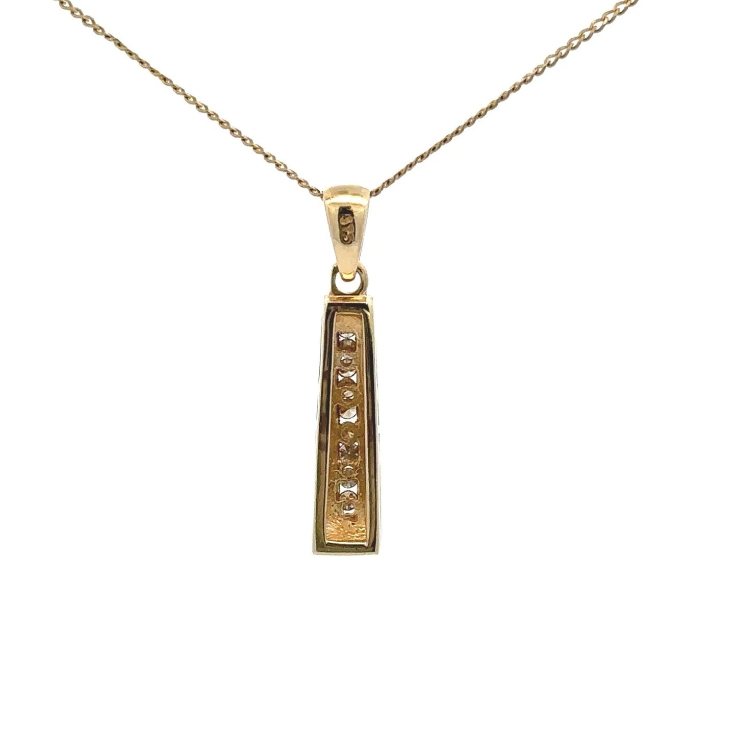 9Ct Yellow Gold .10Ct TW Diamond Channel Set Column Pendant
