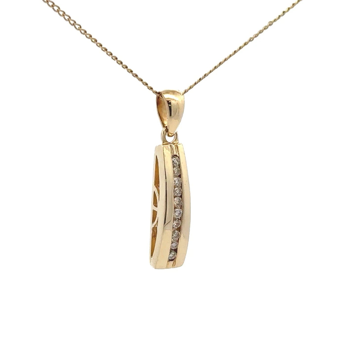 9Ct Yellow Gold .10Ct TW Diamond Channel Set Column Pendant