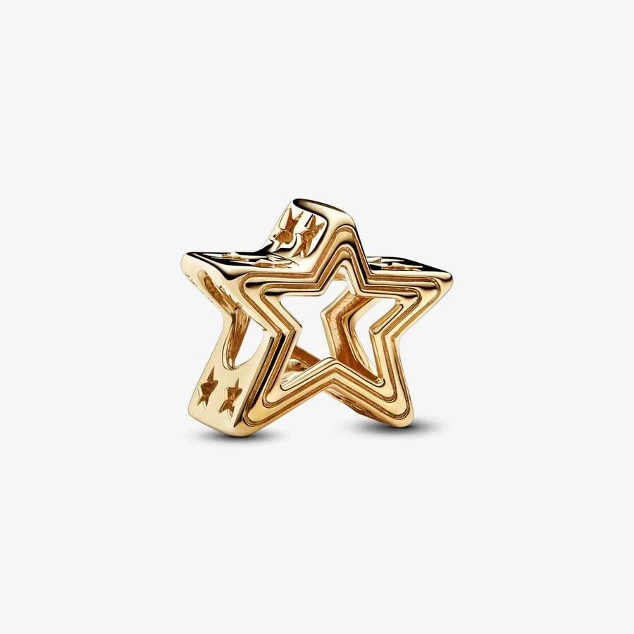 14Ct Yellow Gold Pandora Radiant Star Charm #752361C00 - Retired