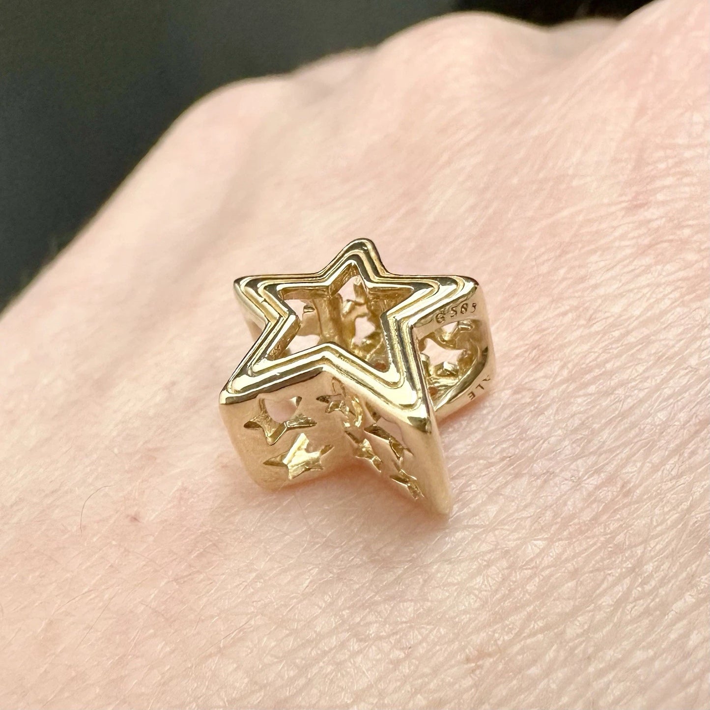 14Ct Yellow Gold Pandora Radiant Star Charm #752361C00 - Retired