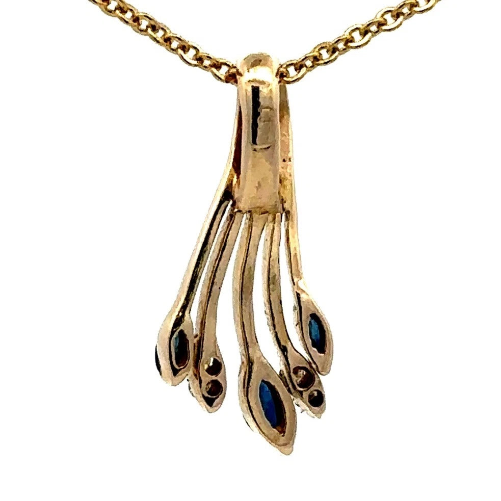 9Ct Yellow Gold Sapphire and Diamond Set Pendant