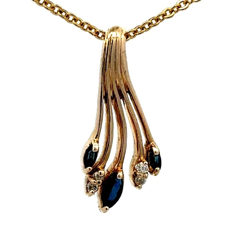 9Ct Yellow Gold Sapphire and Diamond Set Pendant