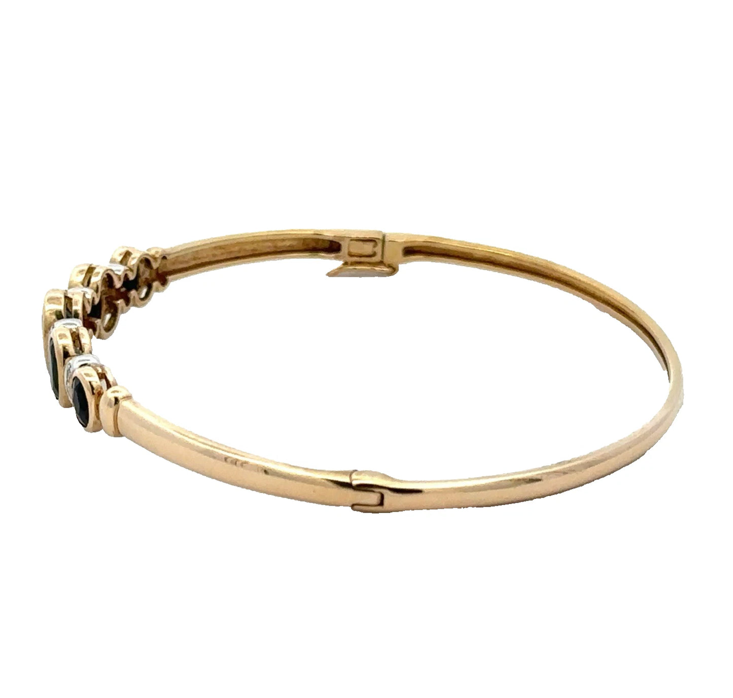 9Ct Yellow Gold Sapphire & Diamond Hinged Bangle