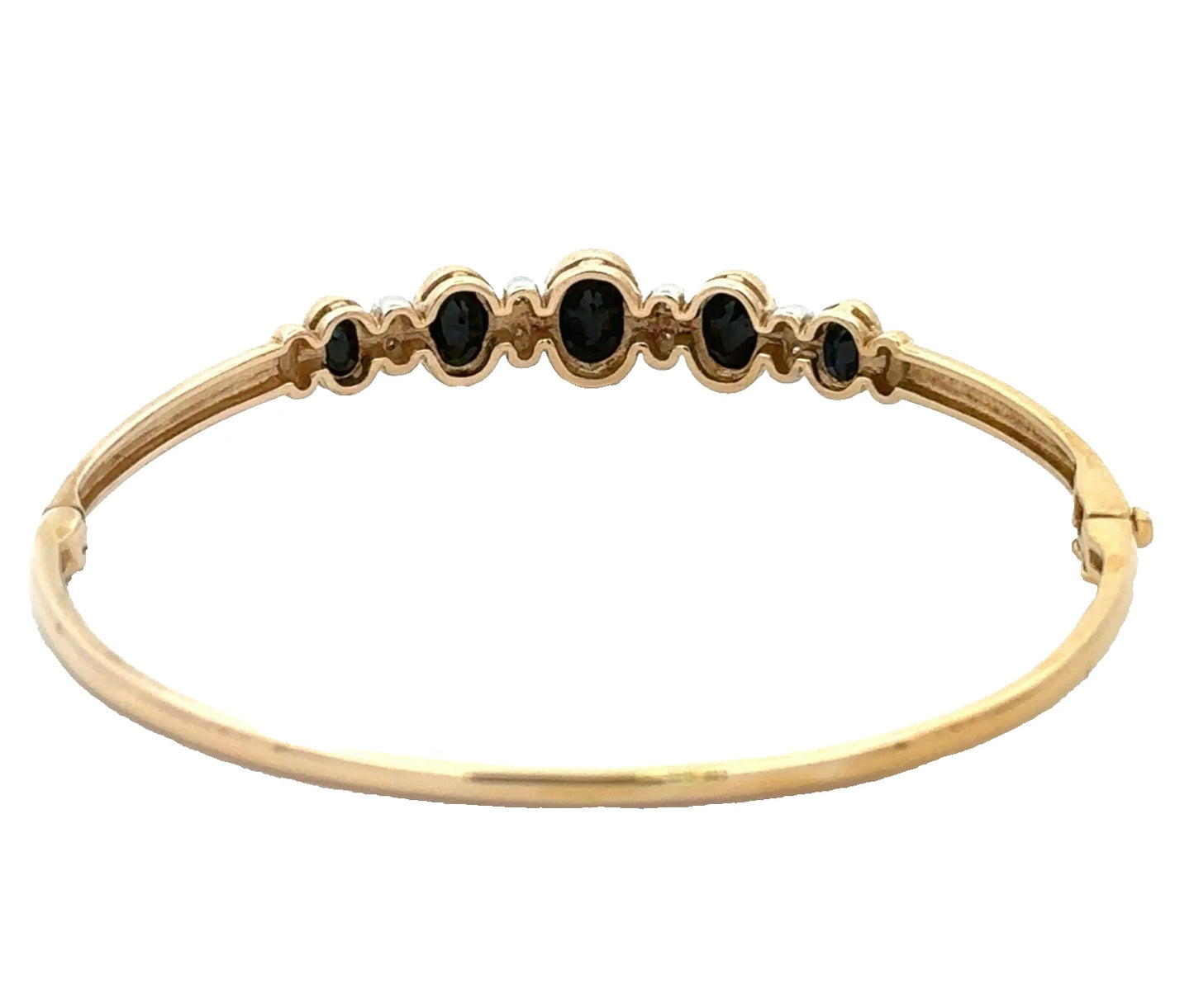 9Ct Yellow Gold Sapphire & Diamond Hinged Bangle