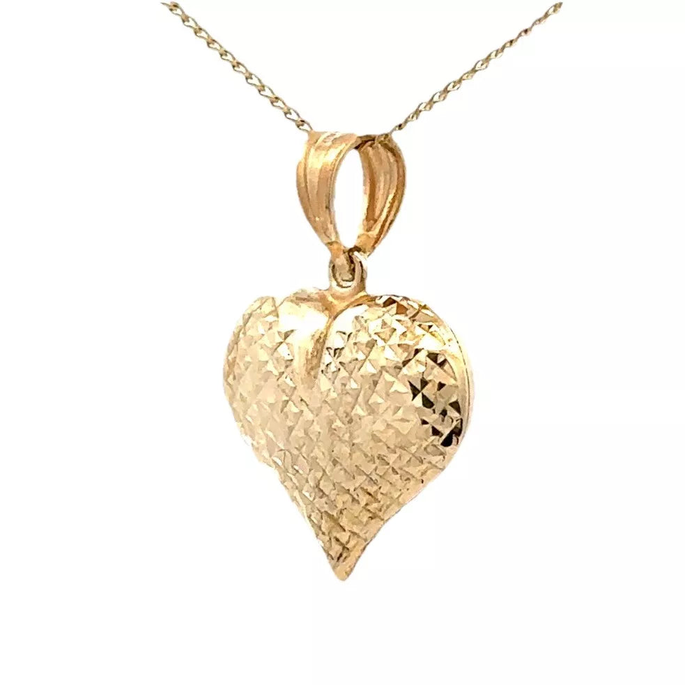 9Ct Yellow Gold Reflective Heart Pendant