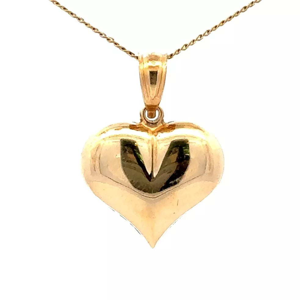 9Ct Yellow Gold Reflective Heart Pendant