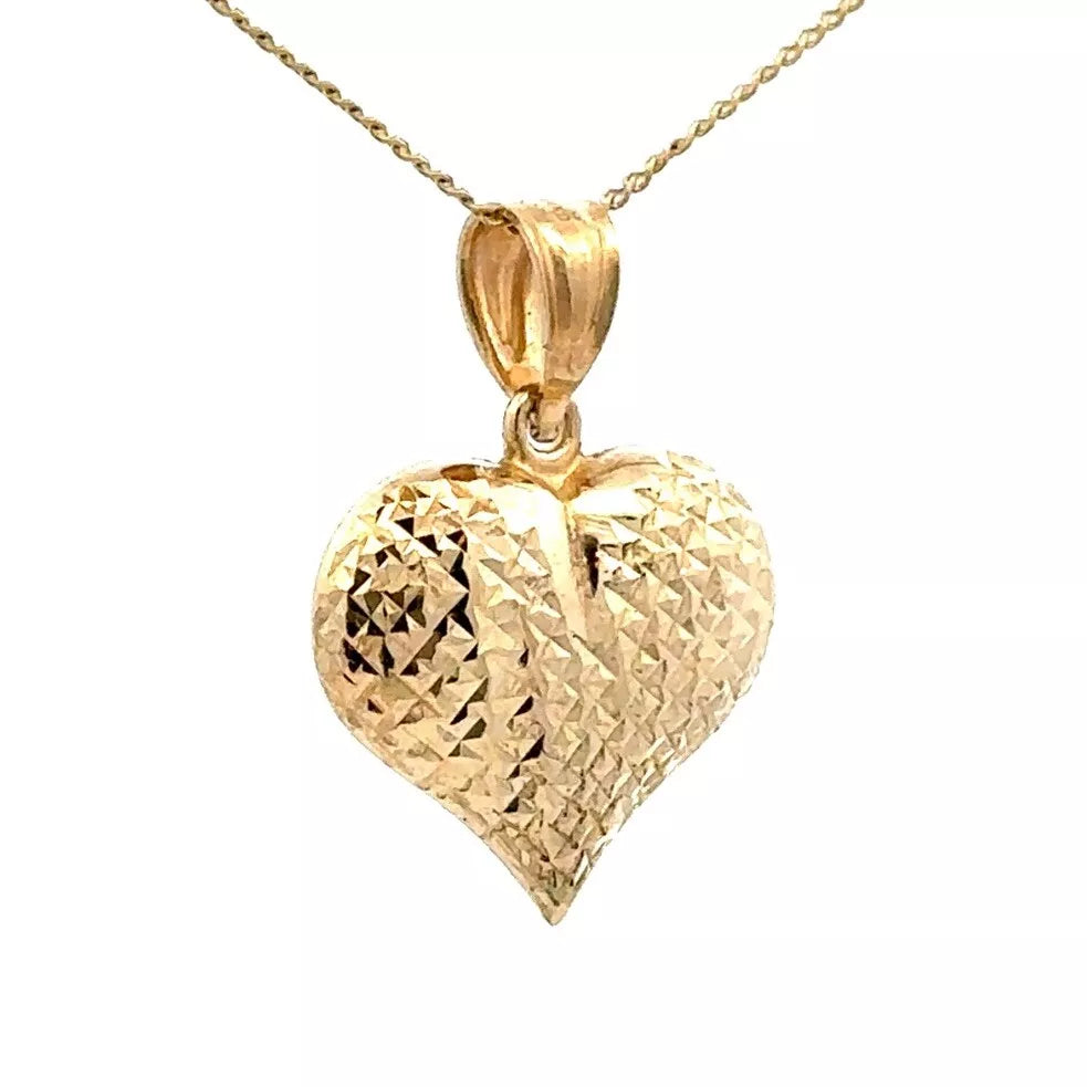 9Ct Yellow Gold Reflective Heart Pendant