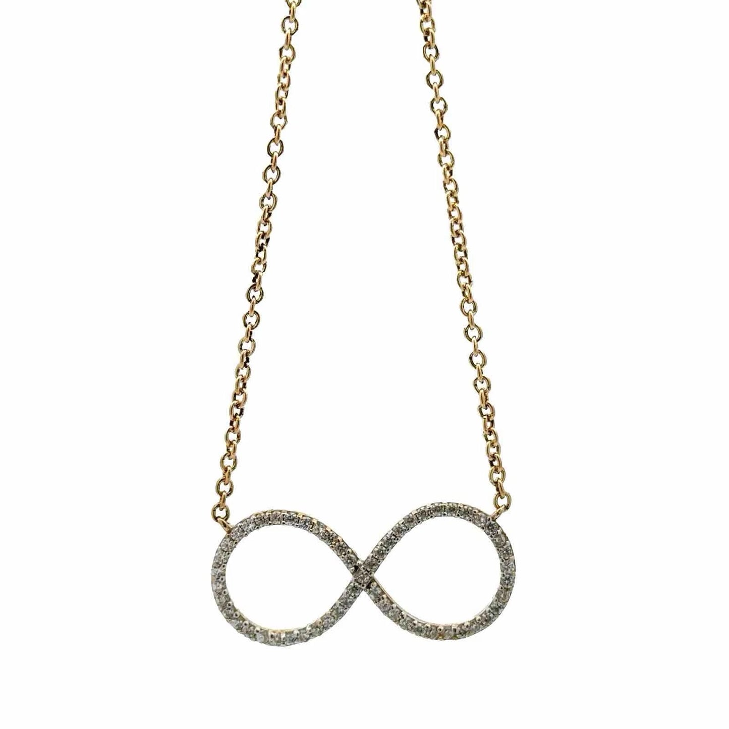 9Ct Yellow Gold Diamond Simulant Infinity 45cm Trace Chain Necklace