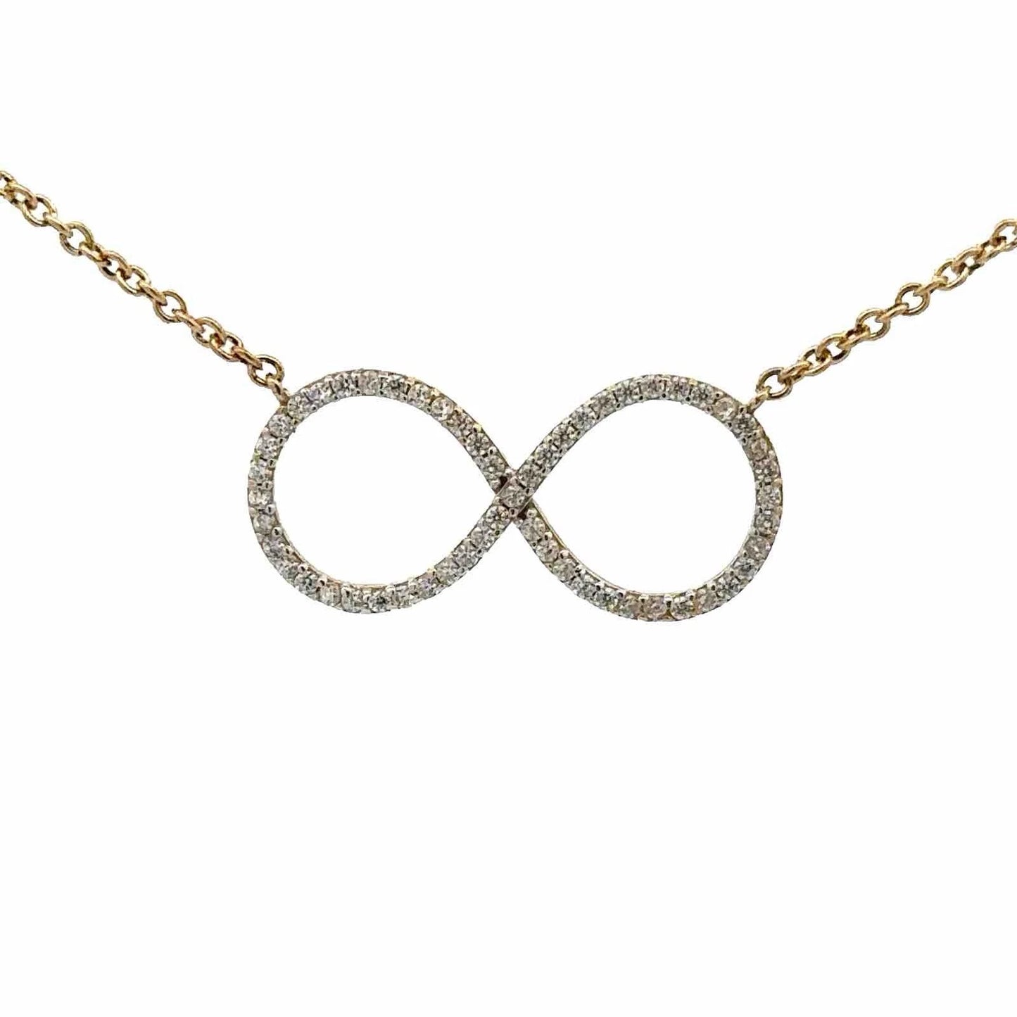 9Ct Yellow Gold Diamond Simulant Infinity 45cm Trace Chain Necklace
