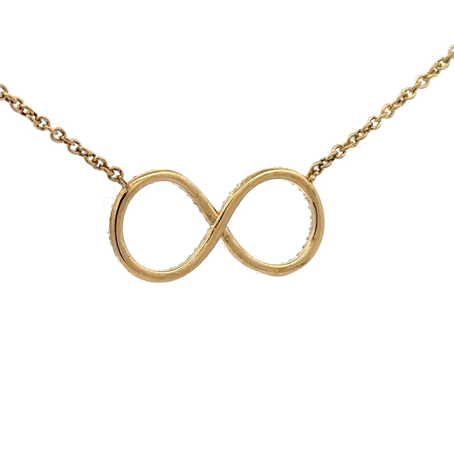 9Ct Yellow Gold Diamond Simulant Infinity 45cm Trace Chain Necklace