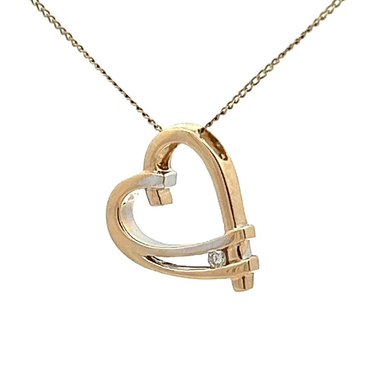 9Ct Two-Toned Gold Diamond Heart Pendant