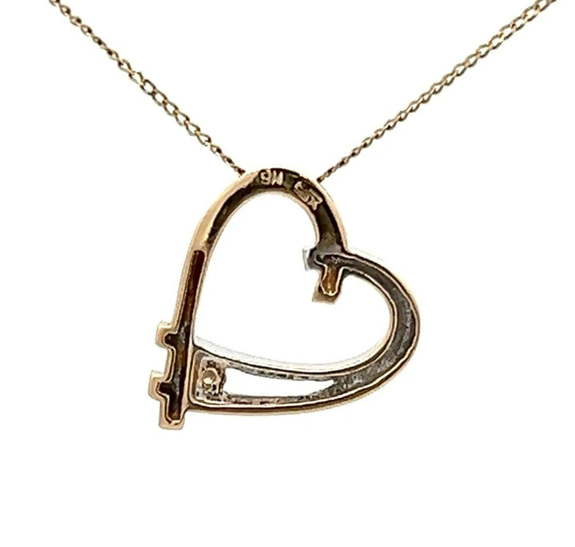 9Ct Two-Toned Gold Diamond Heart Pendant