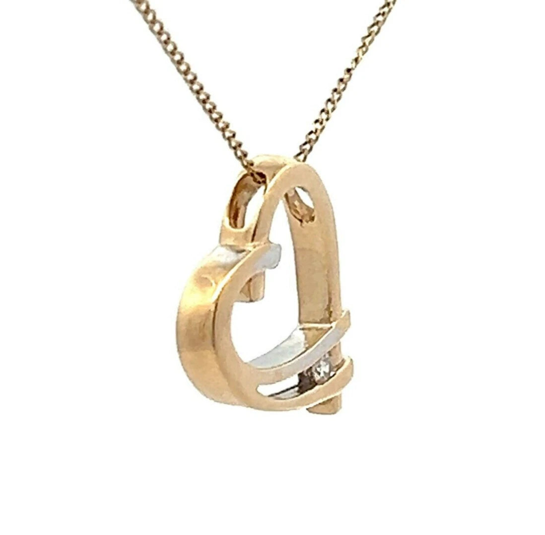 9Ct Two-Toned Gold Diamond Heart Pendant