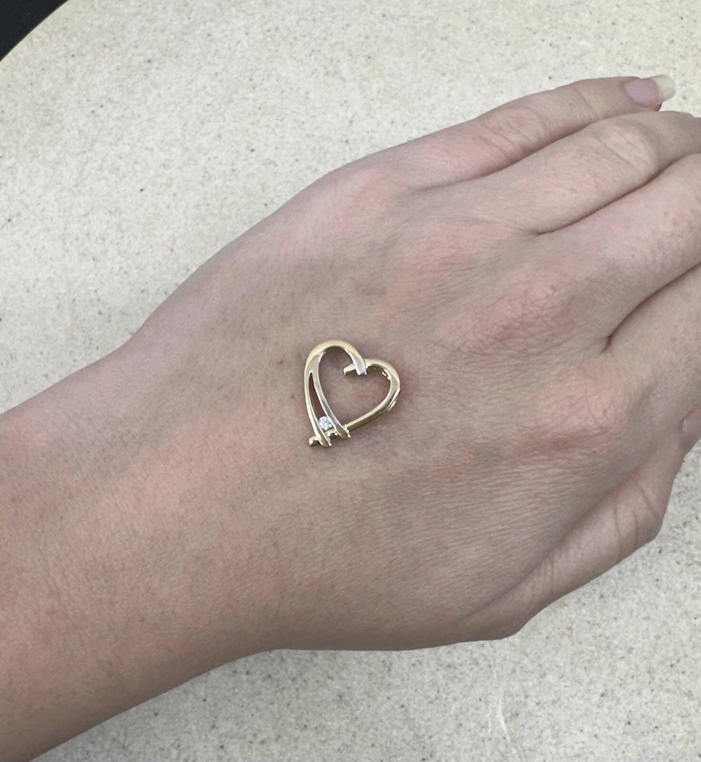 9Ct Two-Toned Gold Diamond Heart Pendant