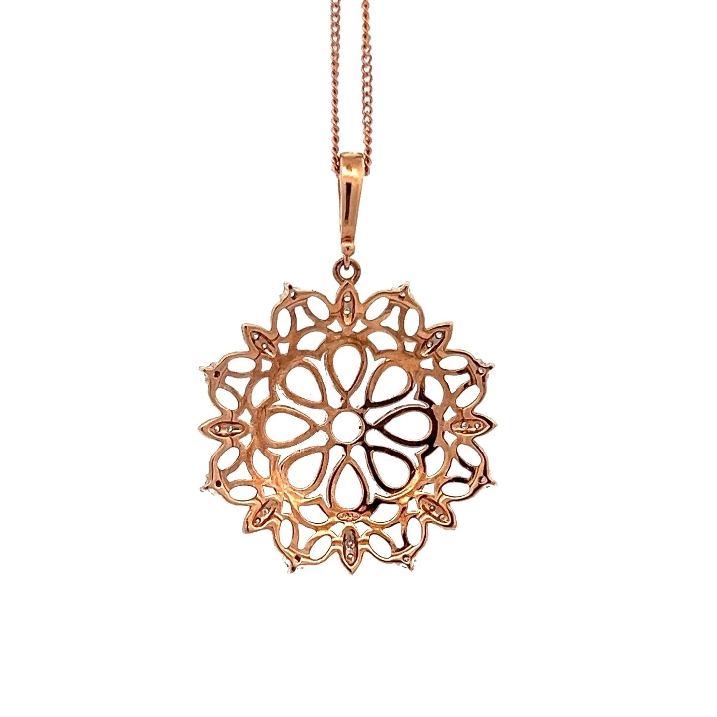 9Ct Rose Gold Morganite & Diamond Accent Floral Enhancer 60cm Trace Necklace