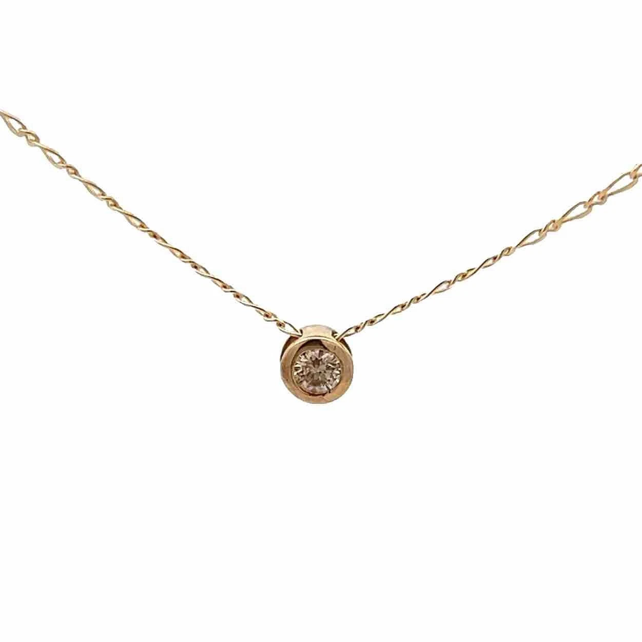 9Ct Yellow Gold Floating .15 TW Diamond 40cm Figaro 1:1 Trace Chain Necklace