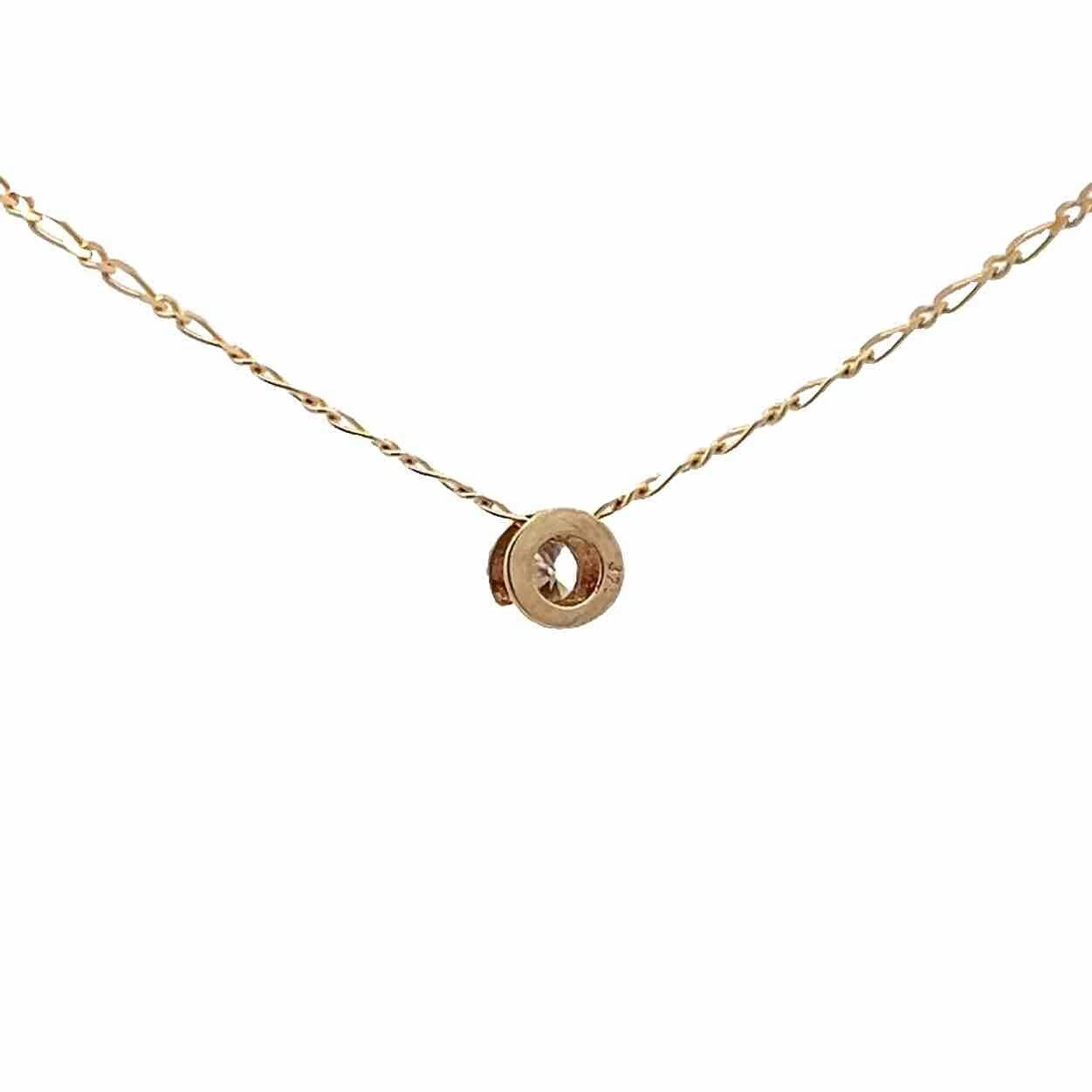 9Ct Yellow Gold Floating .15 TW Diamond 40cm Figaro 1:1 Trace Chain Necklace