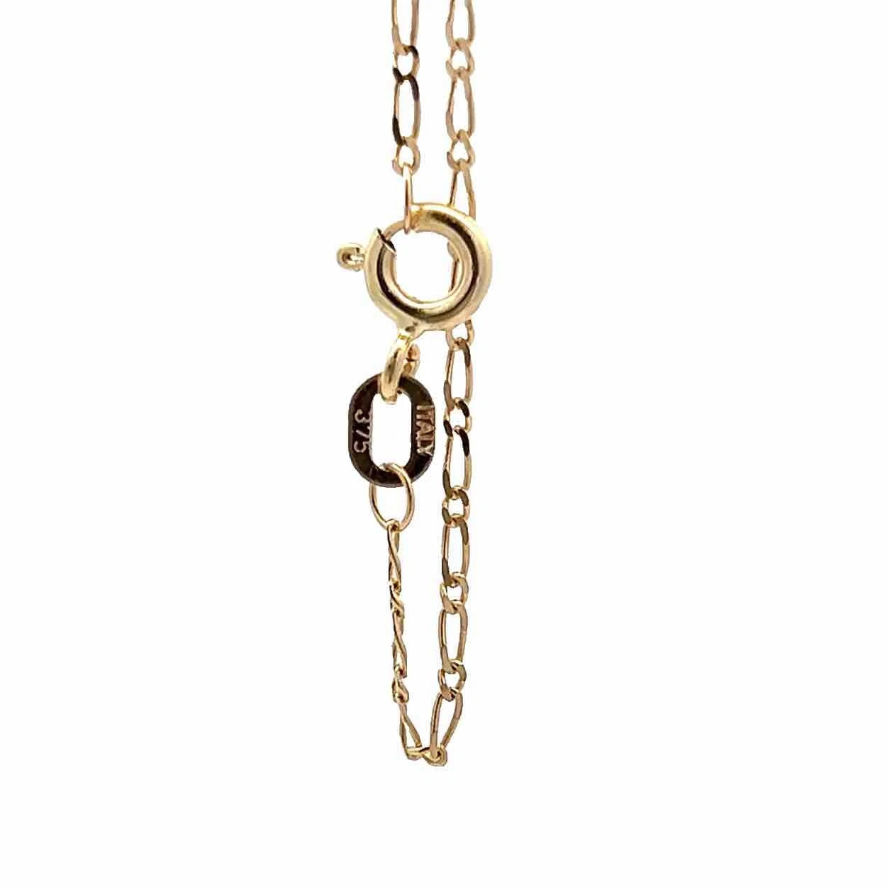 9Ct Yellow Gold Floating .15 TW Diamond 40cm Figaro 1:1 Trace Chain Necklace