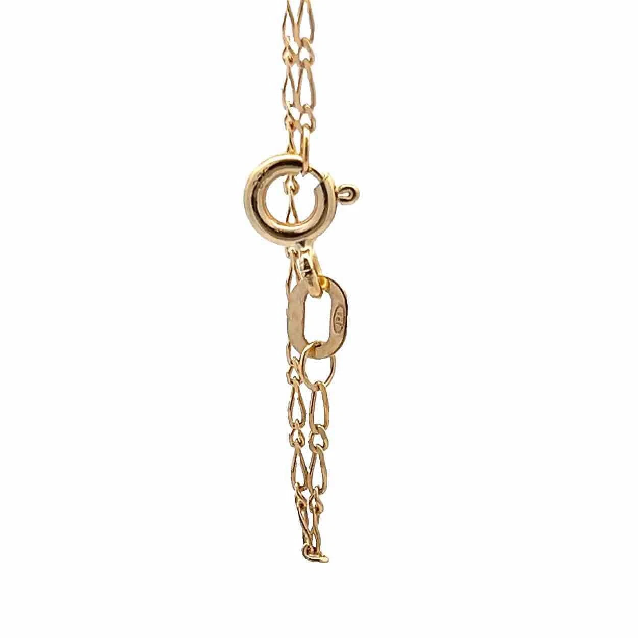 9Ct Yellow Gold Floating .15 TW Diamond 40cm Figaro 1:1 Trace Chain Necklace