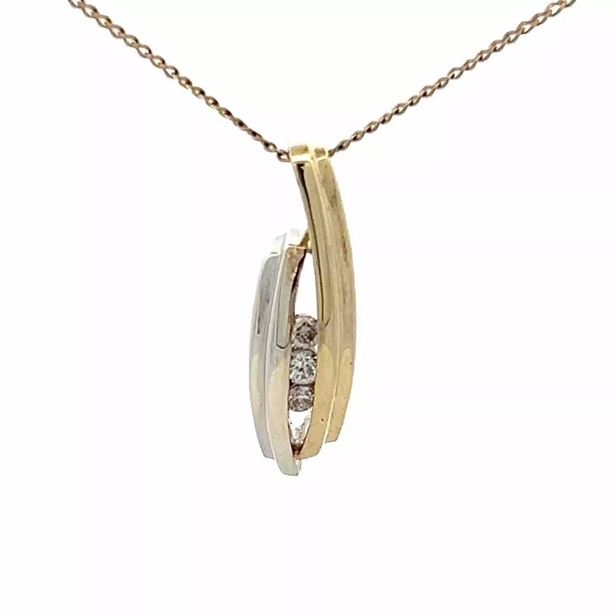 9Ct Two-Toned Gold .05 Carat TW Diamond Accent Charm Pendant