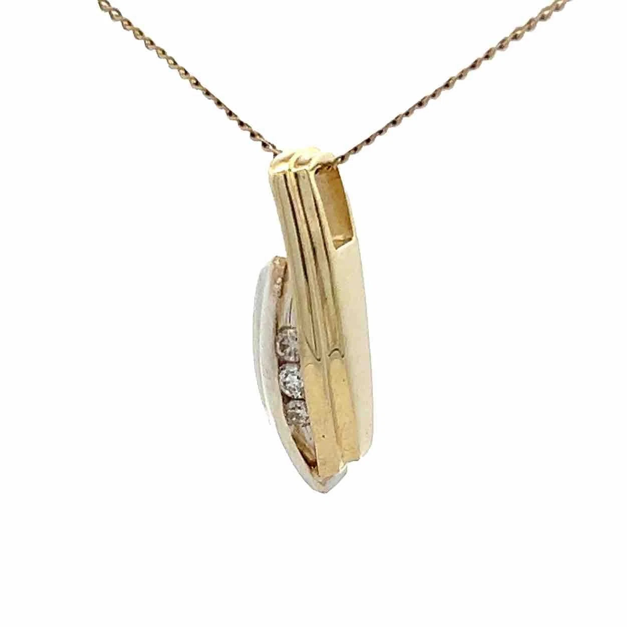 9Ct Two-Toned Gold .05 Carat TW Diamond Accent Charm Pendant