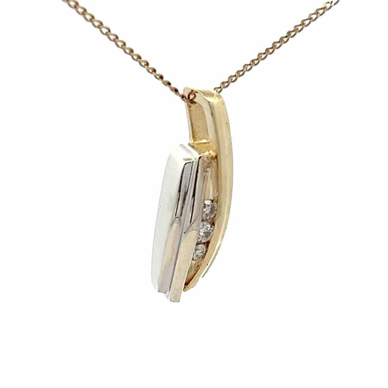 9Ct Two-Toned Gold .05 Carat TW Diamond Accent Charm Pendant
