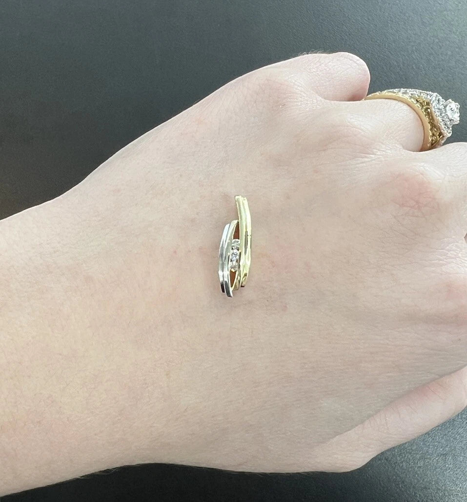 9Ct Two-Toned Gold .05 Carat TW Diamond Accent Charm Pendant