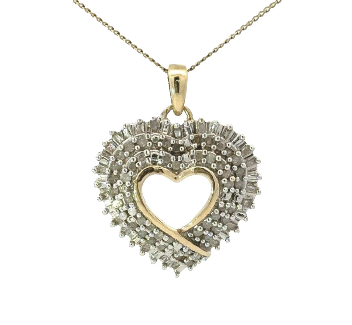 10Ct Two-Toned Gold .50 Carat TW Diamond Heart Charm Pendant