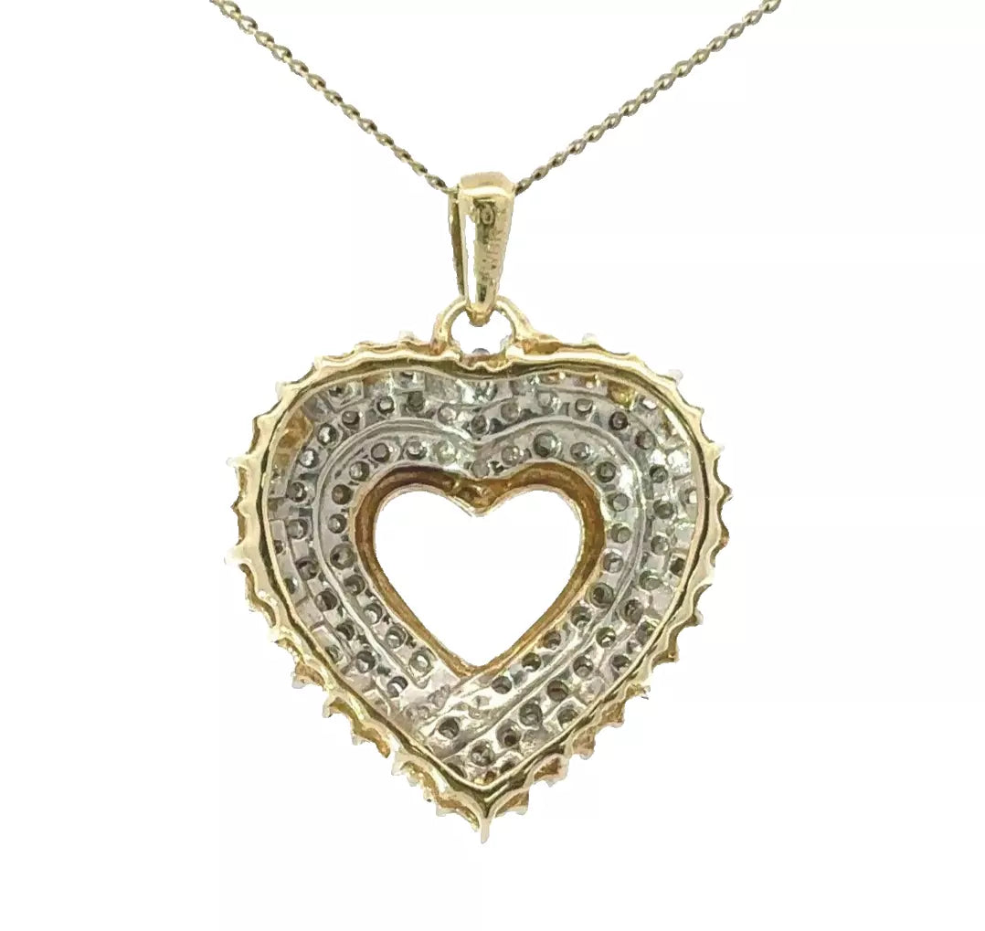 10Ct Two-Toned Gold .50 Carat TW Diamond Heart Charm Pendant