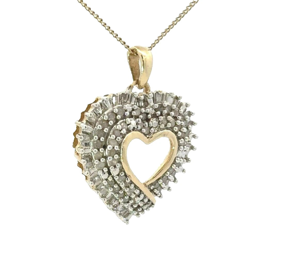 10Ct Two-Toned Gold .50 Carat TW Diamond Heart Charm Pendant