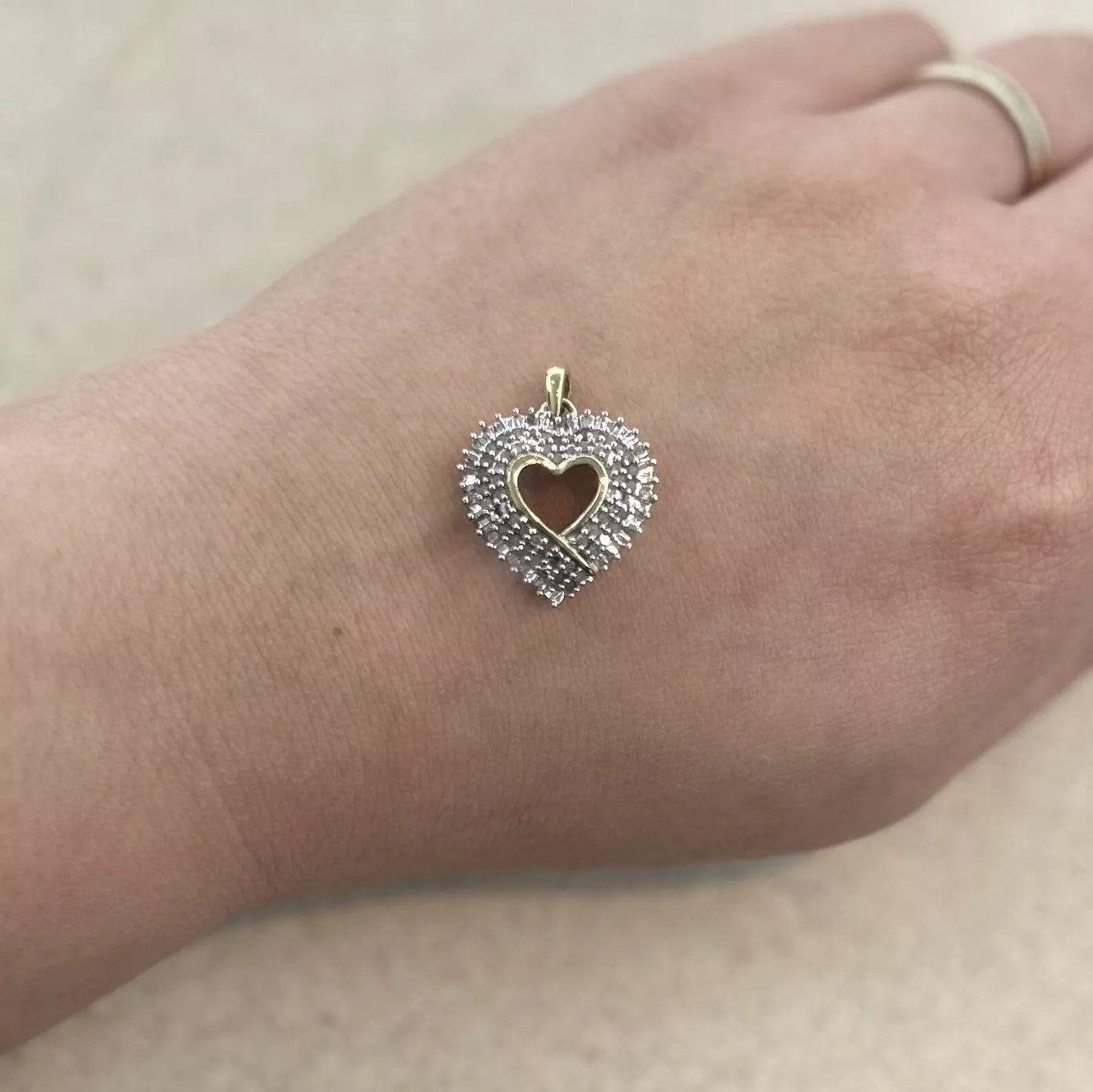10Ct Two-Toned Gold .50 Carat TW Diamond Heart Charm Pendant