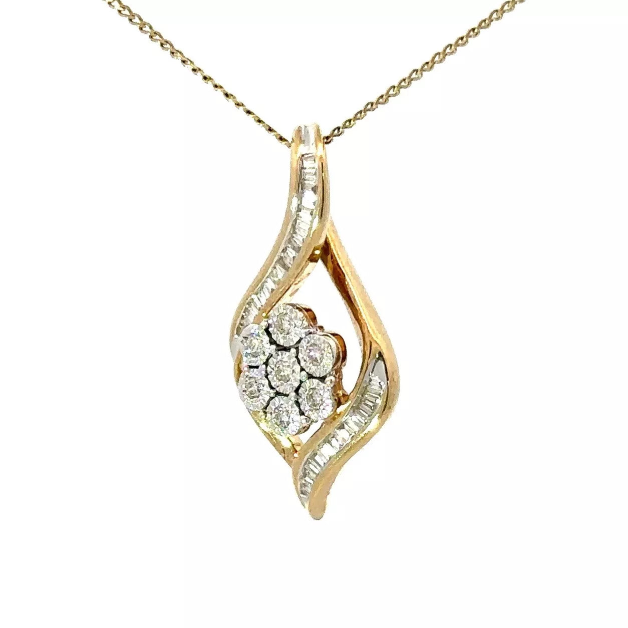 9Ct Yellow Gold Carat .20 TW Diamond Set Miracle Swirl Pendant
