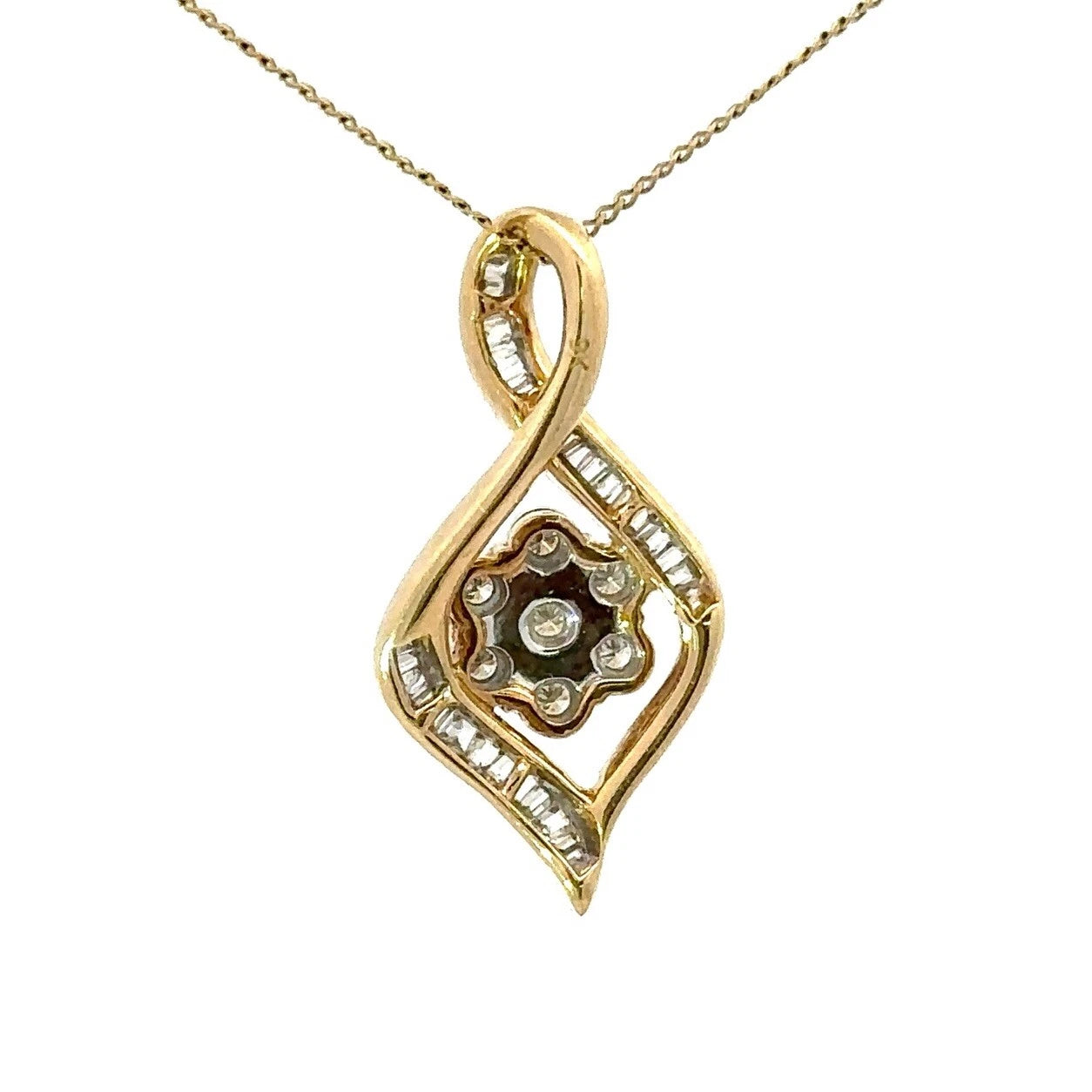 9Ct Yellow Gold Carat .20 TW Diamond Set Miracle Swirl Pendant
