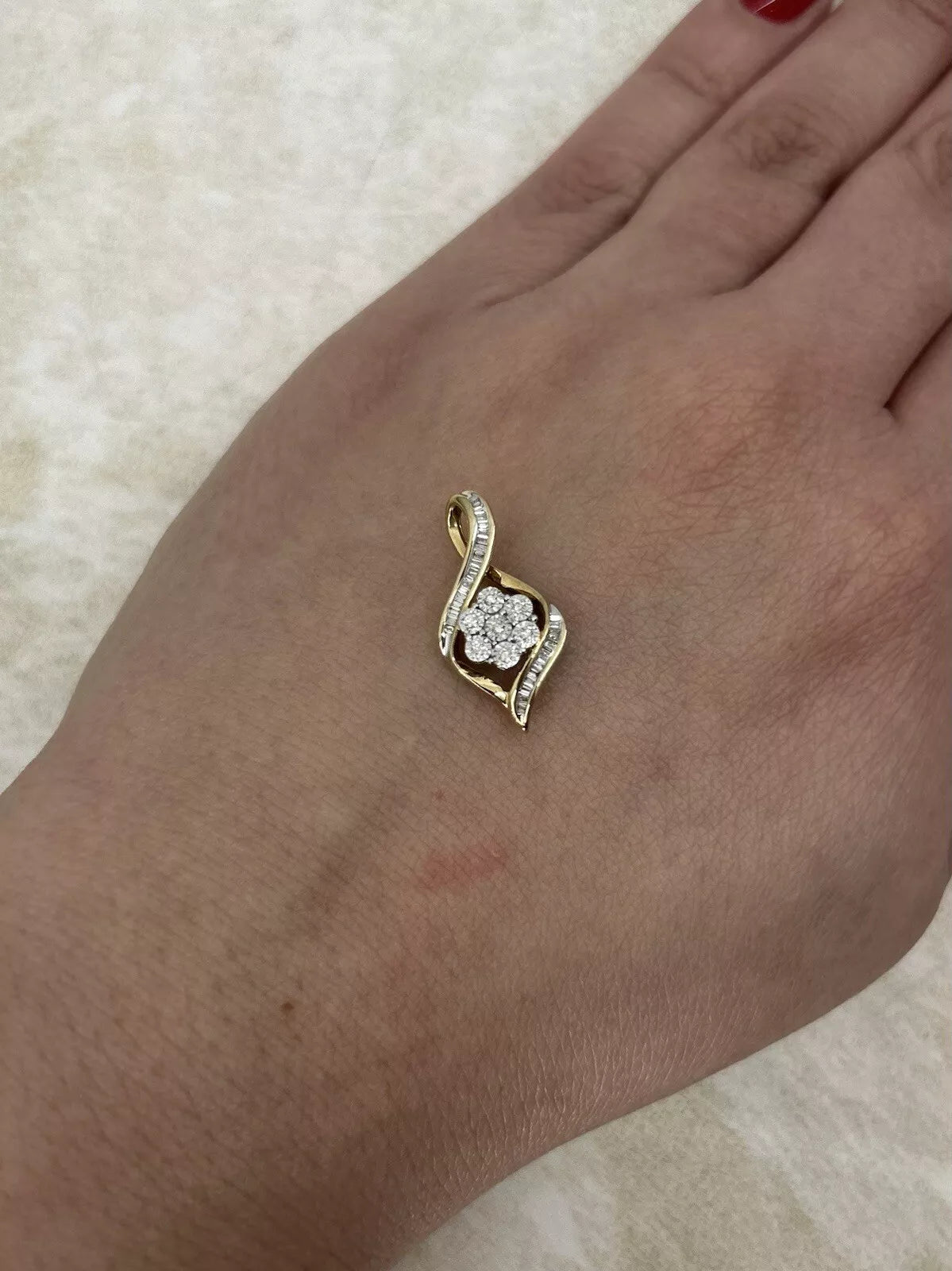 9Ct Yellow Gold Carat .20 TW Diamond Set Miracle Swirl Pendant