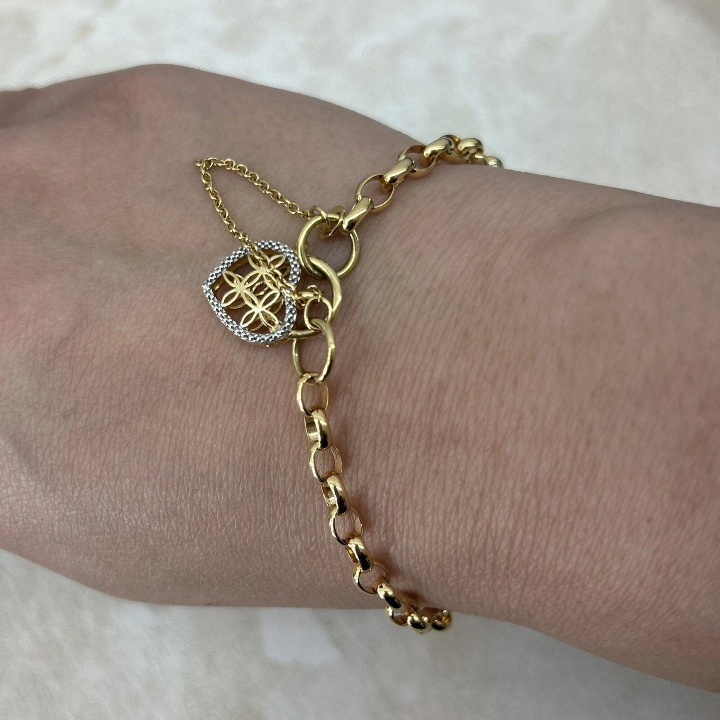 10Ct Two-Toned Gold Diamond Accent 19cm 7.5" 4.5-5mm Width Belcher Bracelet