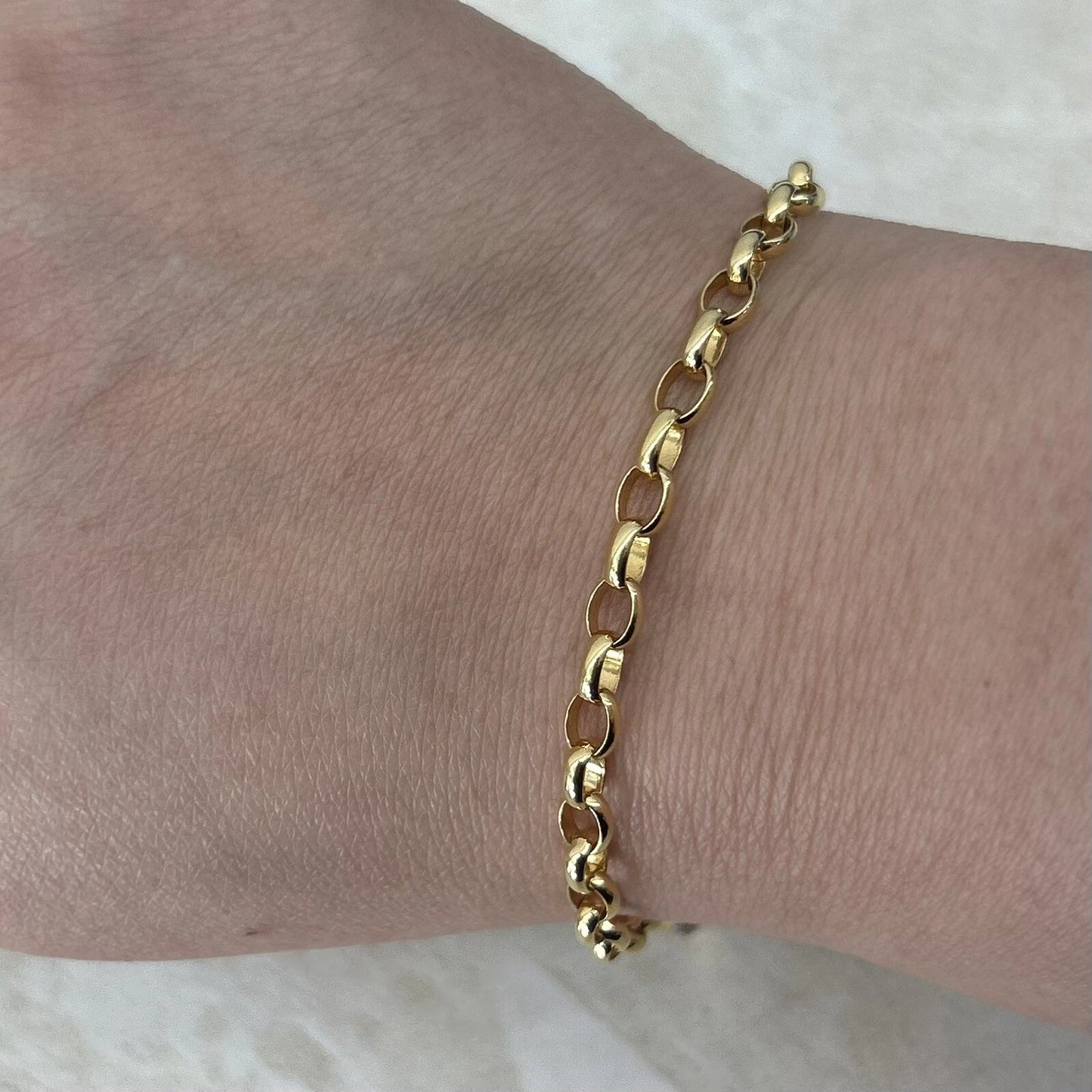 10Ct Two-Toned Gold Diamond Accent 19cm 7.5" 4.5-5mm Width Belcher Bracelet