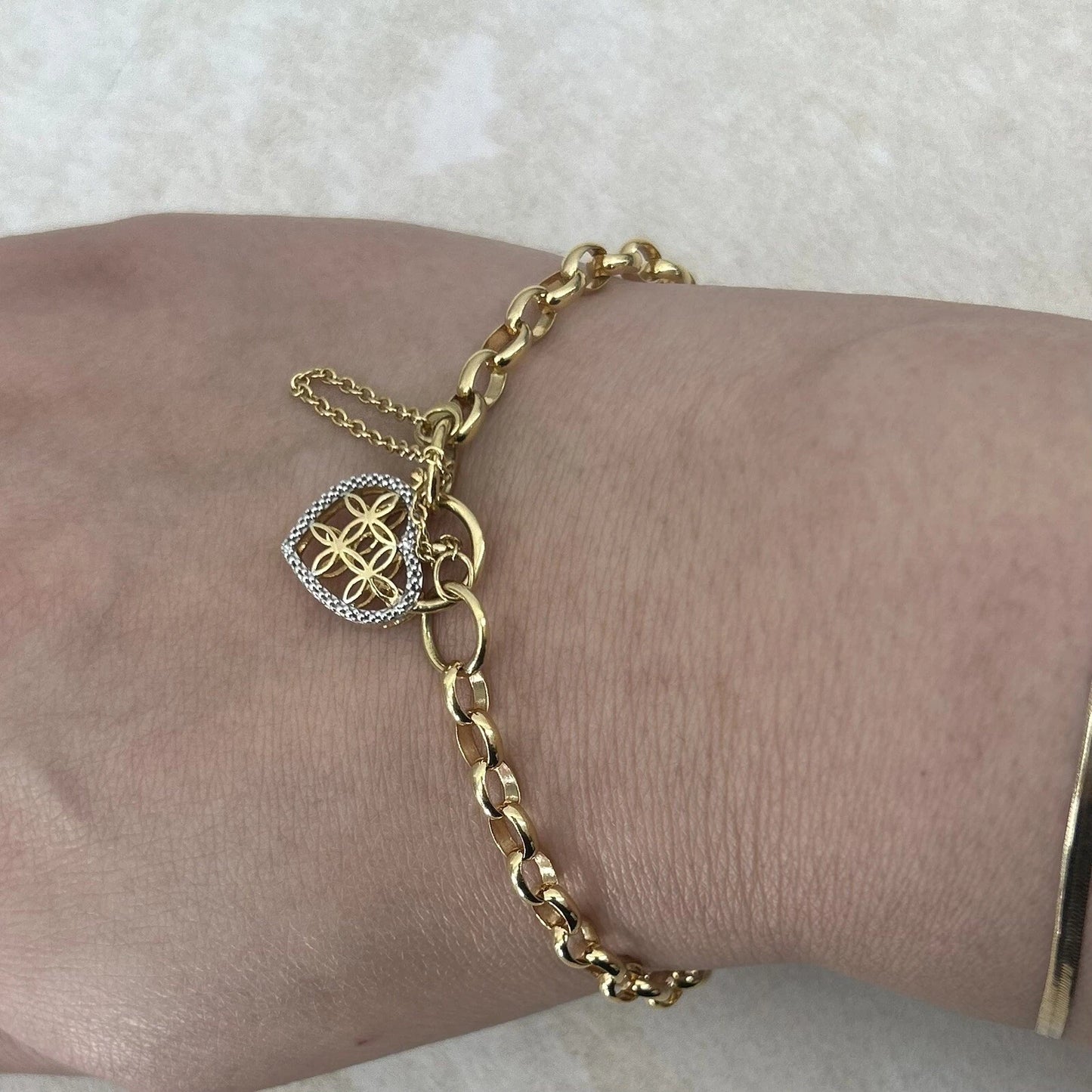 10Ct Two-Toned Gold Diamond Accent 19cm 7.5" 4.5-5mm Width Belcher Bracelet