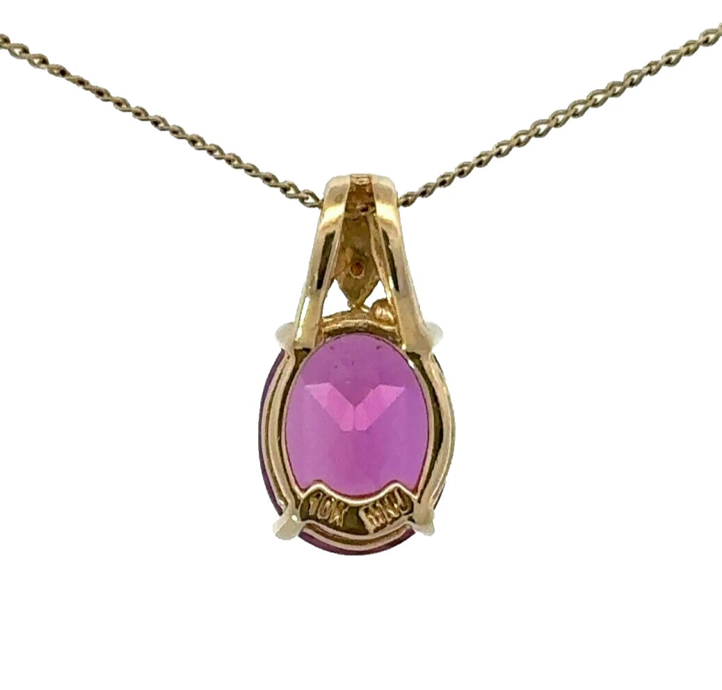 10Ct Yellow Gold Oval Pink Gemstone Pendant