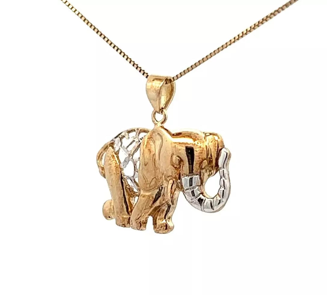 9Ct Two-Toned Gold Elephant Charm Pendant