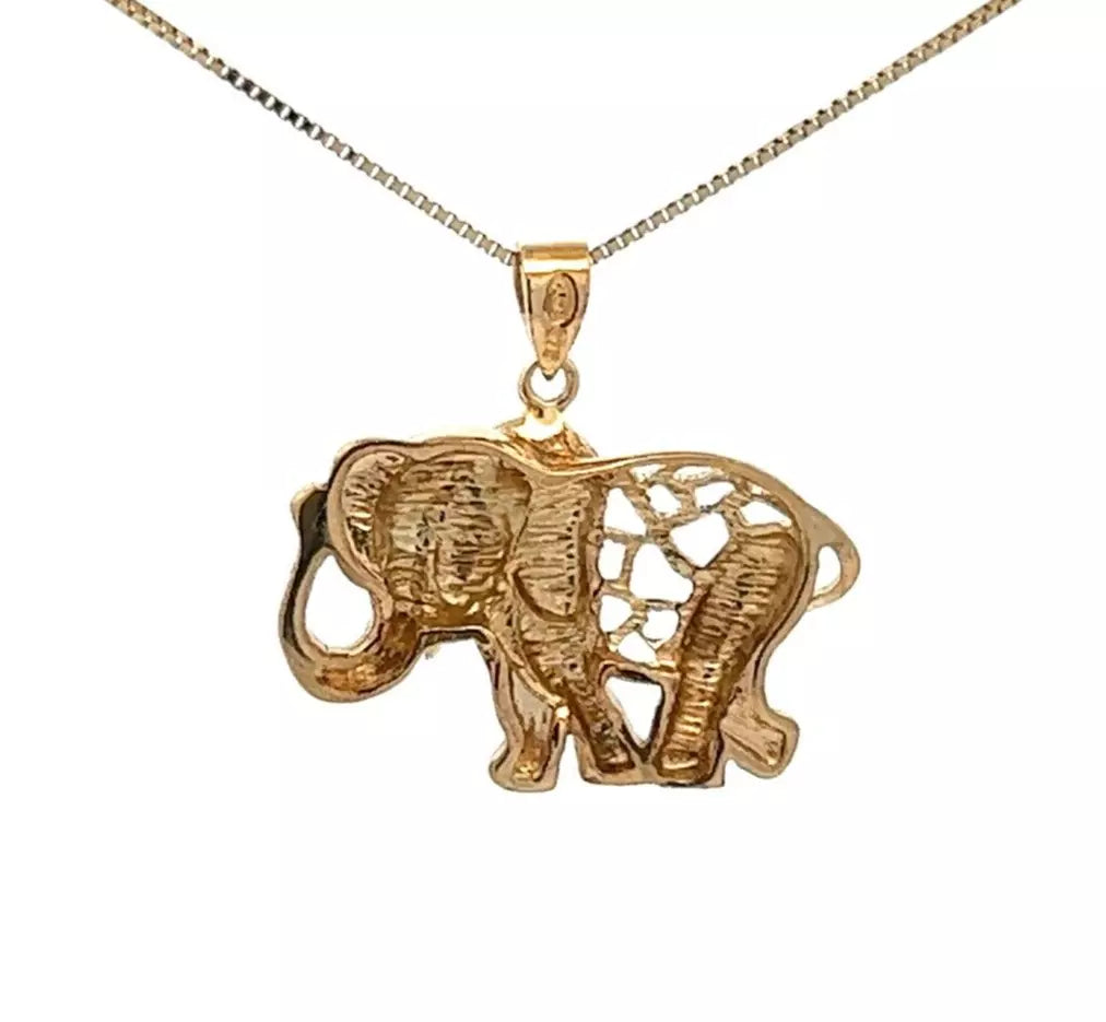 9Ct Two-Toned Gold Elephant Charm Pendant