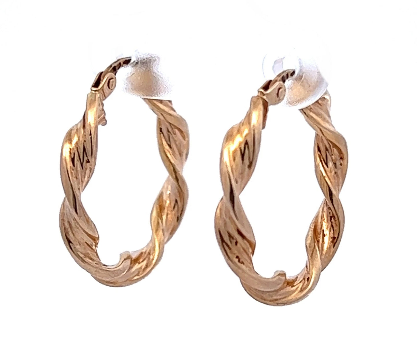 9Ct Yellow Gold 3.35 x 15.5mm Twisted Hoops