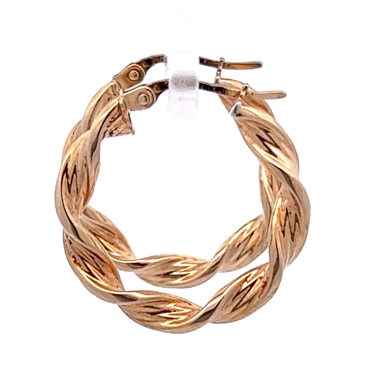 9Ct Yellow Gold 3.35 x 15.5mm Twisted Hoops