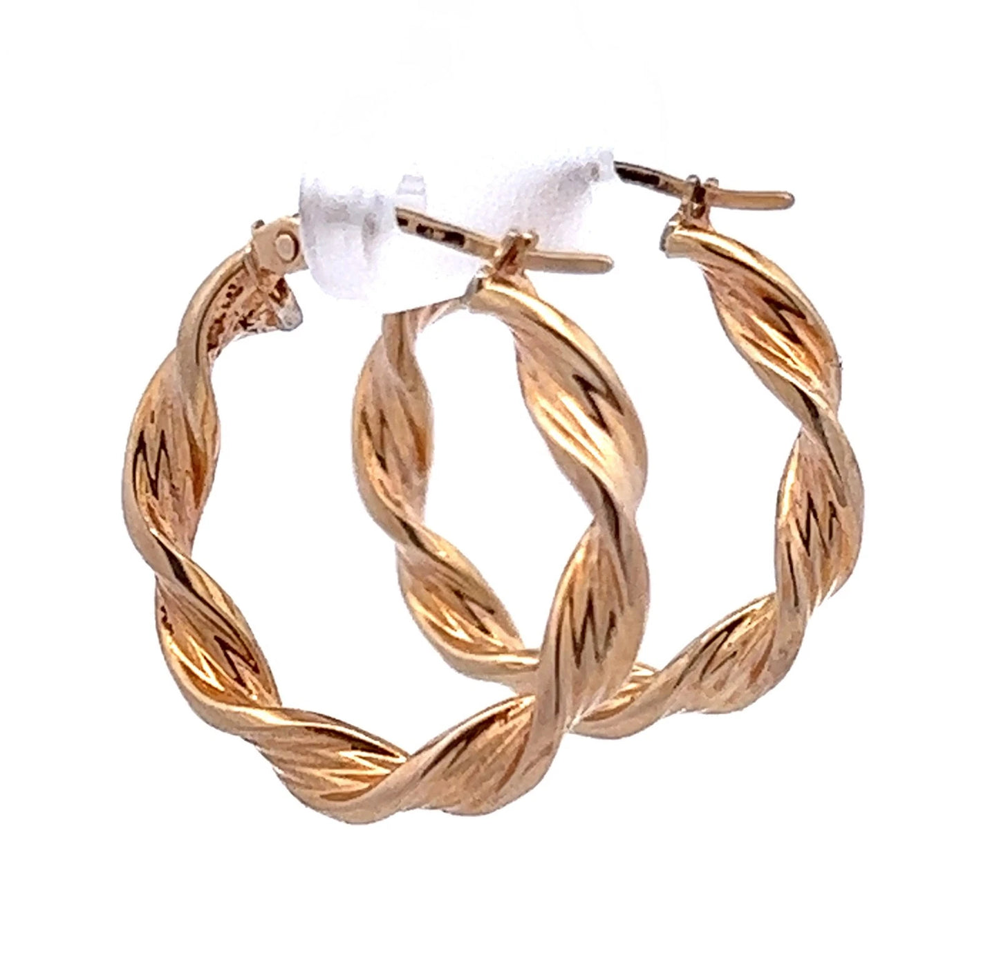 9Ct Yellow Gold 3.35 x 15.5mm Twisted Hoops