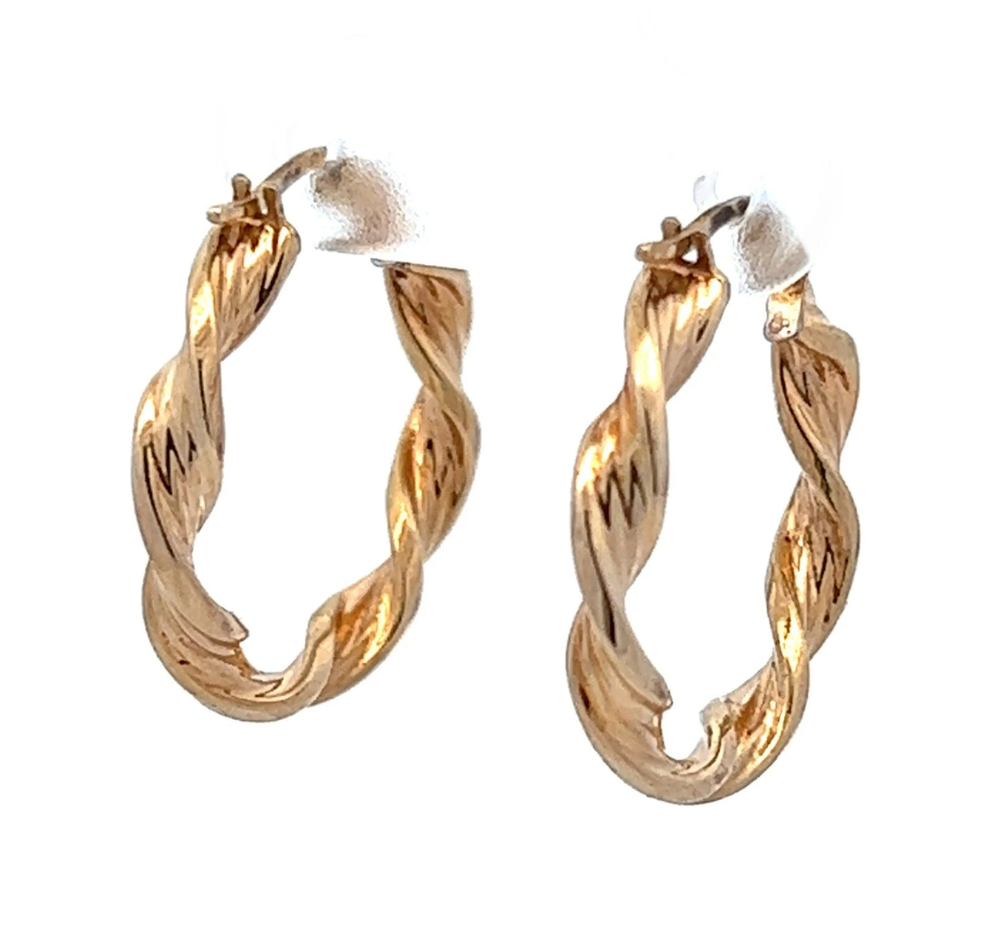 9Ct Yellow Gold 3.35 x 15.5mm Twisted Hoops